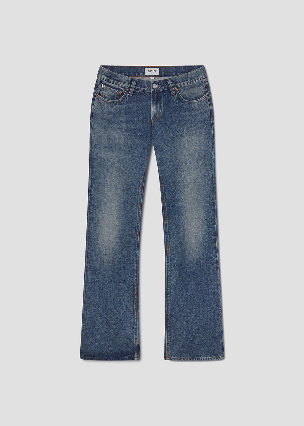 Blue jeans on a light gray background