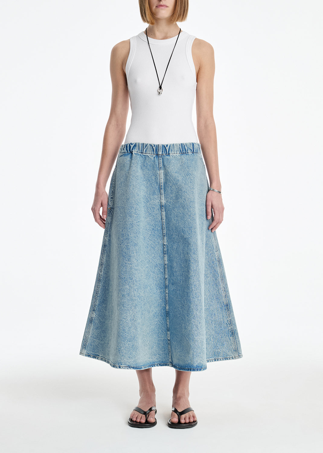 AGOLDE x MARIA MCMANUS Circle Skirt (Weightless) in Crinkle Indigo