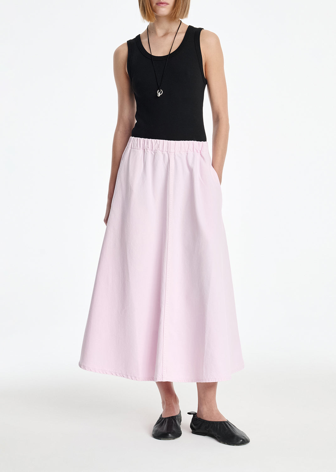 AGOLDE x MARIA MCMANUS Circle Skirt (Flyweight) in Stone Wash Powder Pink from Agolde - $398