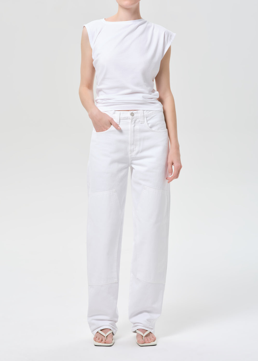 Laria Pieced Jean in Marshmallow from Agolde - $278