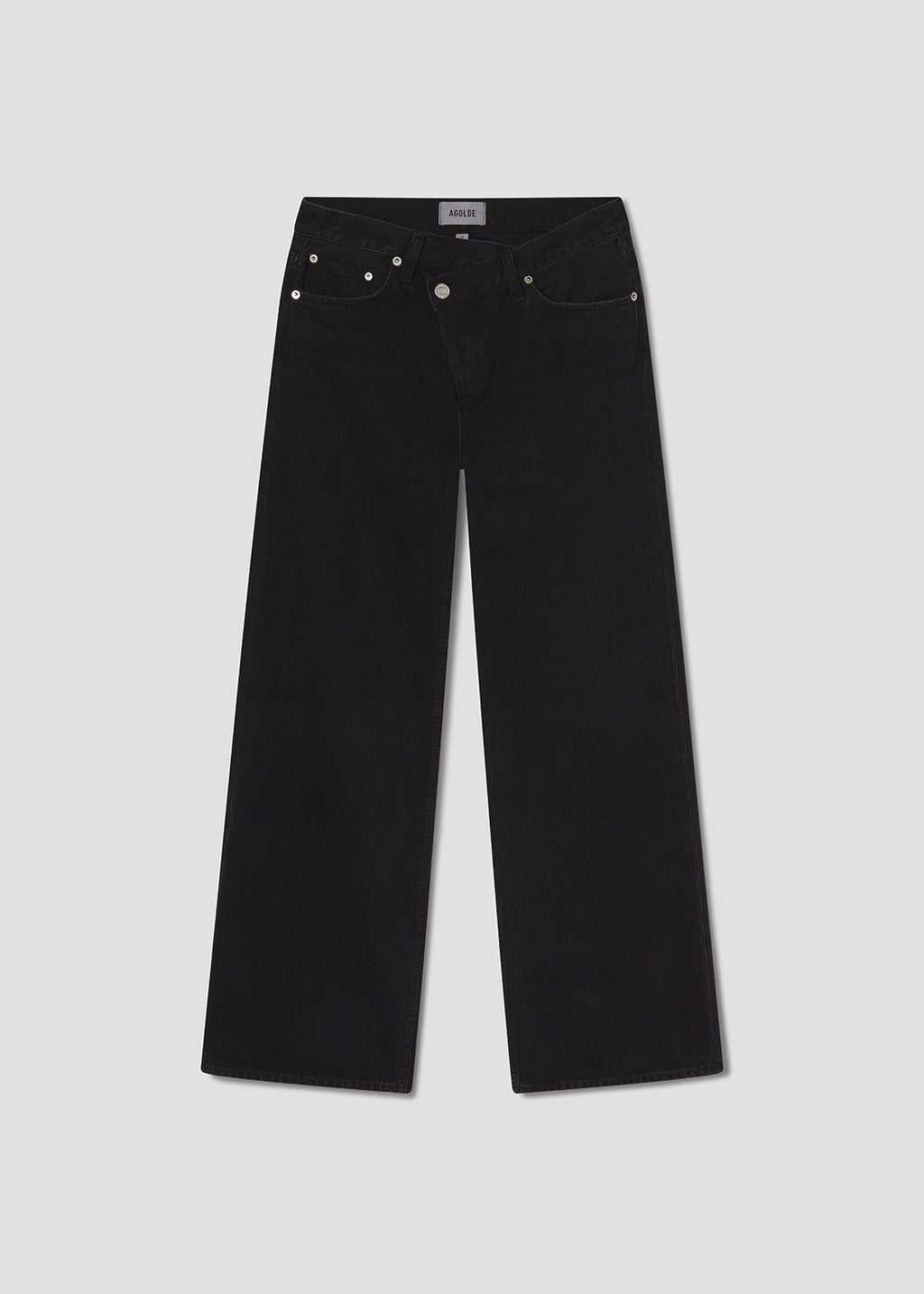 Black jeans on a light gray background