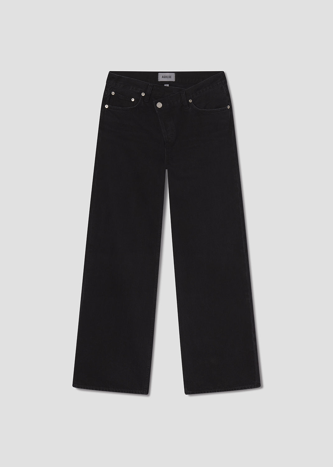 Black jeans on a light gray background