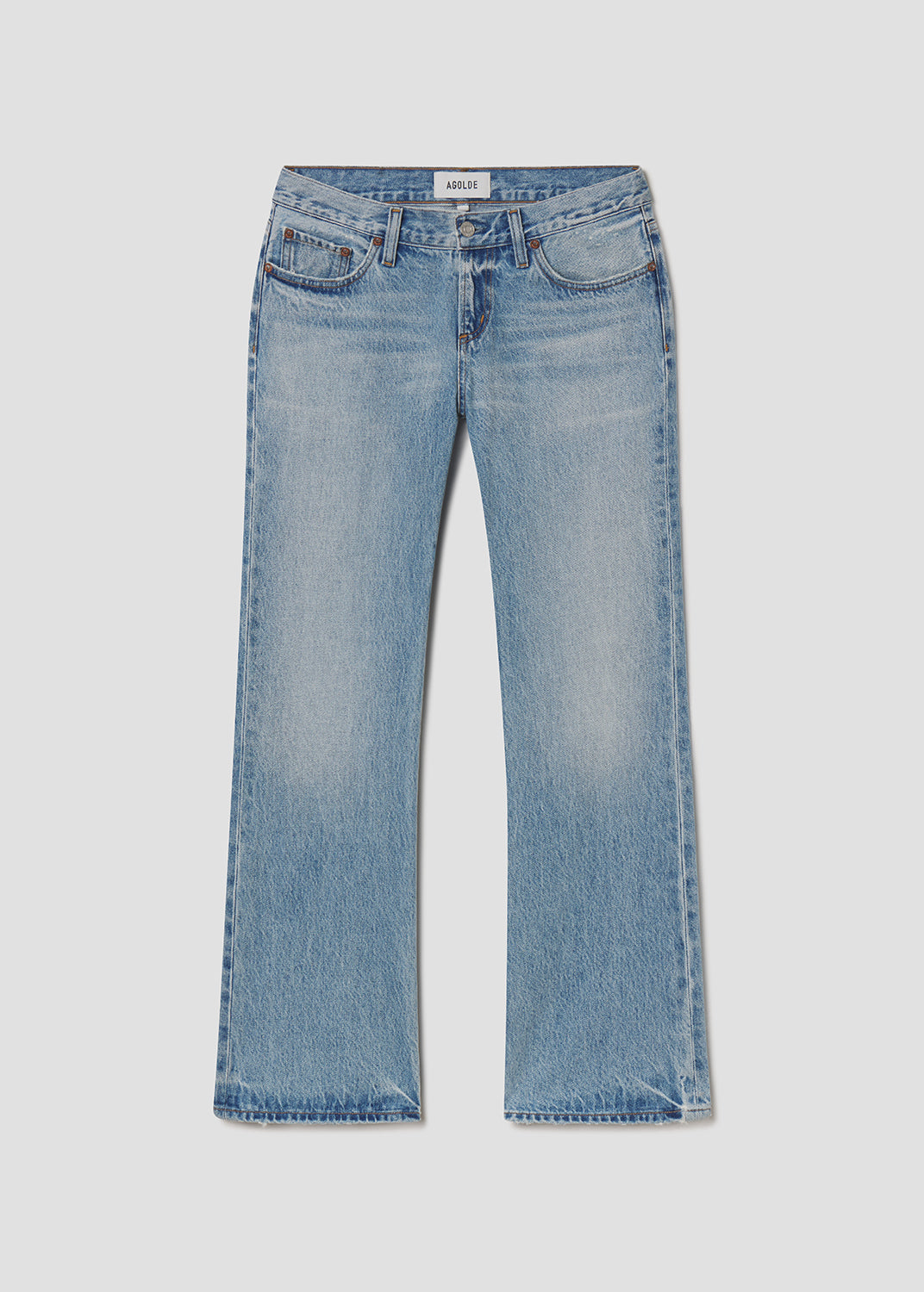 Blue jeans on a light gray background