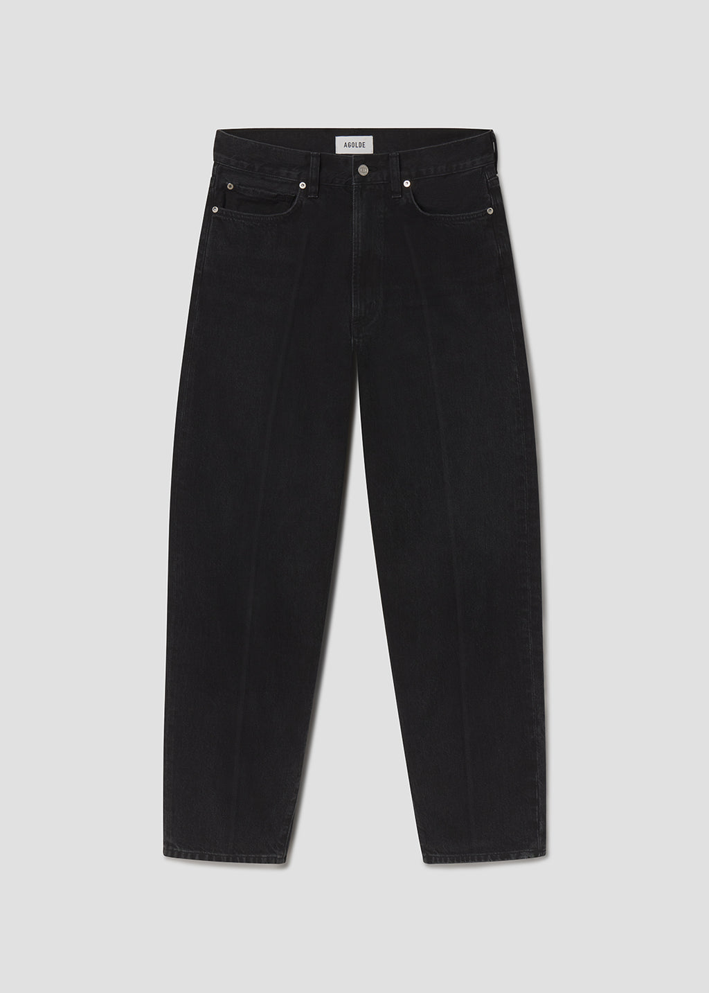 Black jeans on a light gray background