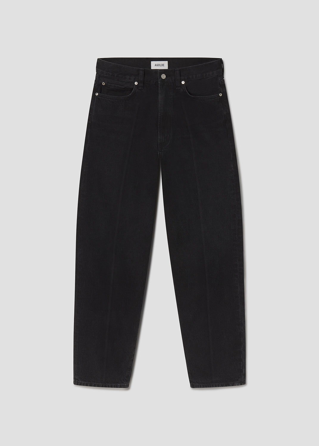 Black jeans on a light gray background
