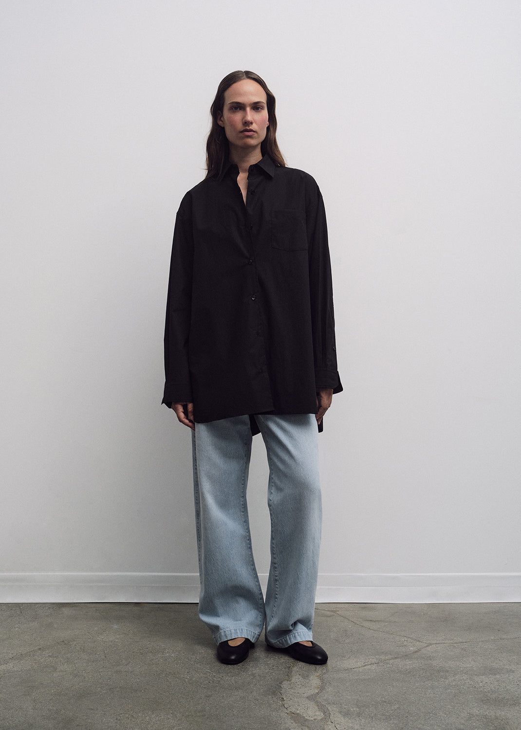 trouser wide leg washed pale indigo