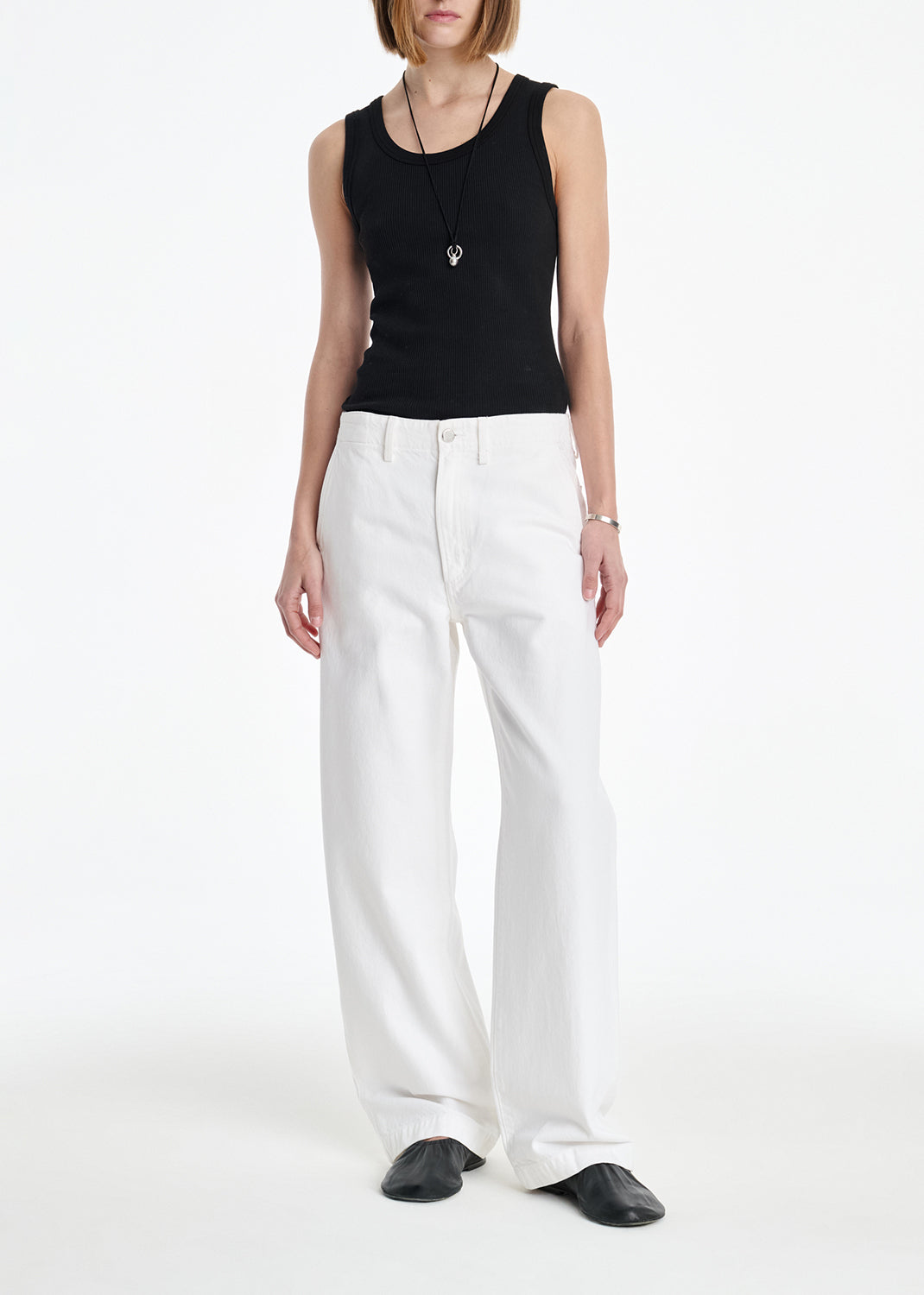 AGOLDE X MARIA MCMANUS Trouser Wide Leg Jean in White Cotton from Agolde - $428