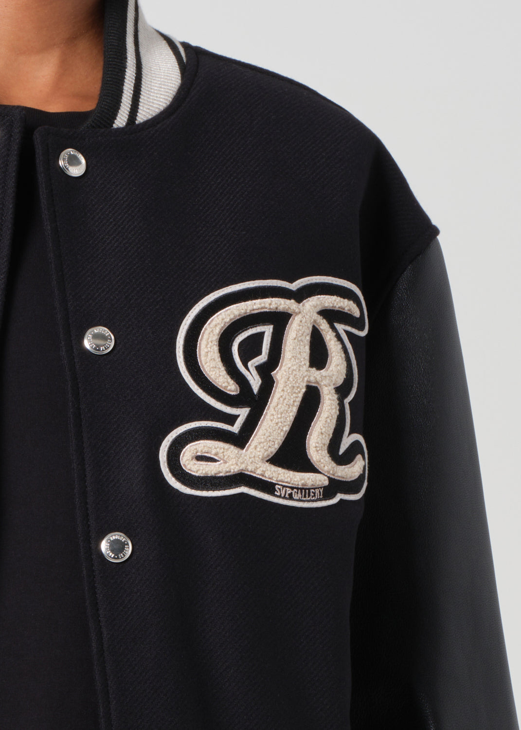 AGOLDE / RSVP Varsity Black Wool Leather Combo in Black