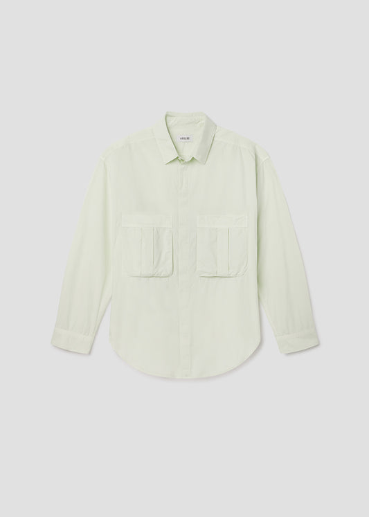 Light green shirt on a white background
