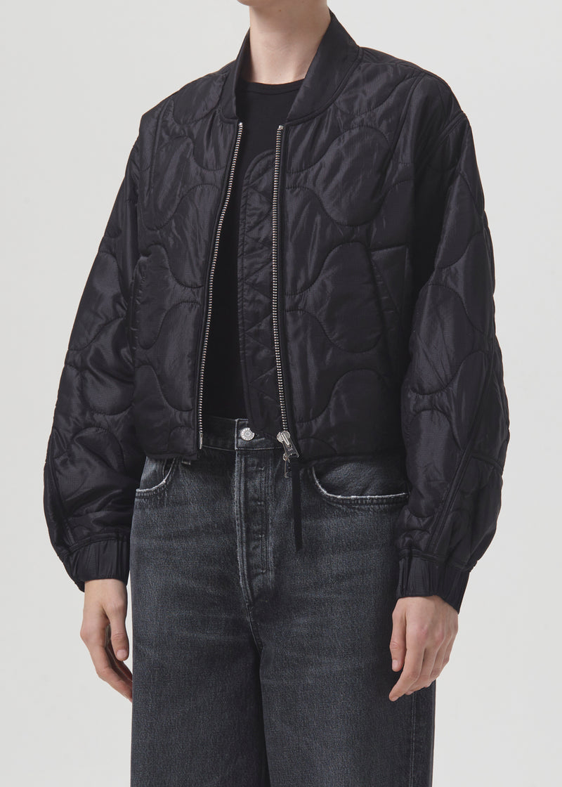 Shoreditch Ski Club x AGOLDE Iona Quilted Jacket in Black