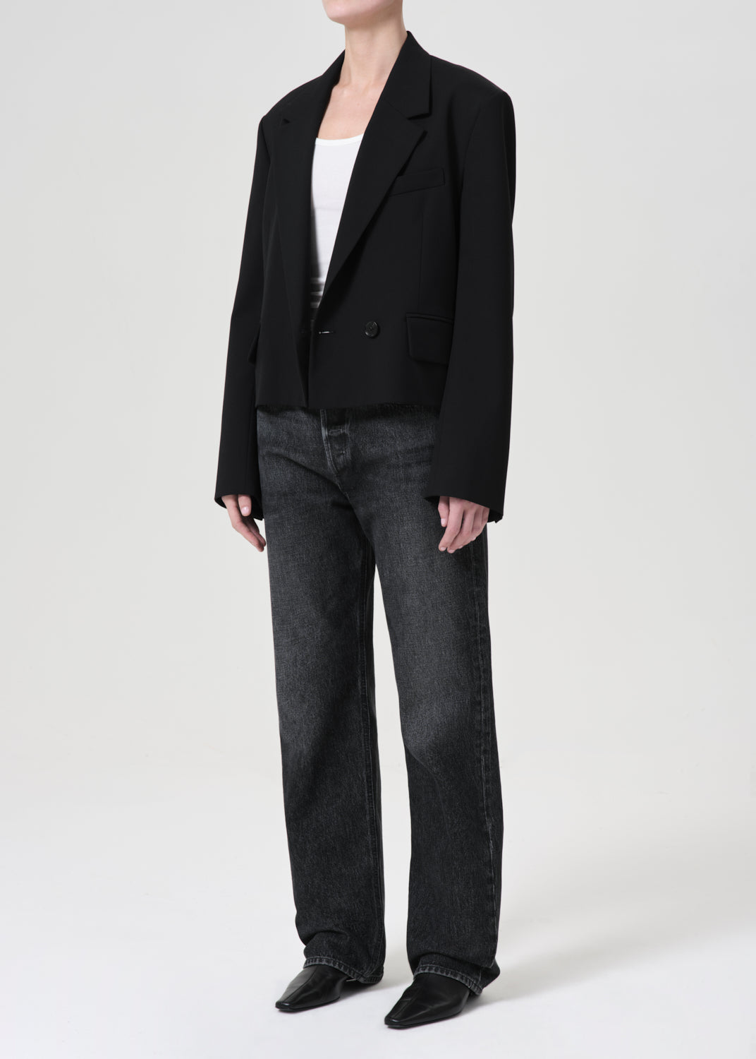 Callie Cropped Blazer in Black front