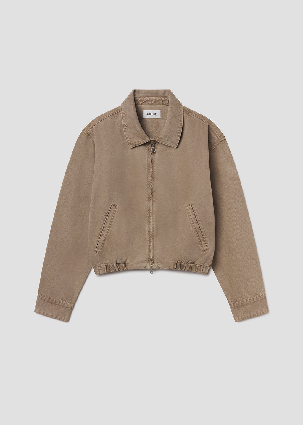Flat lay of brown jacket