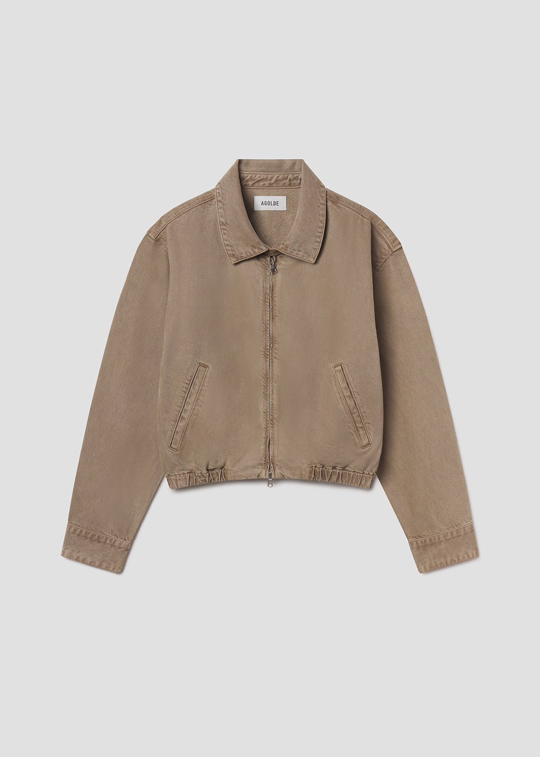 Flat lay of brown jacket