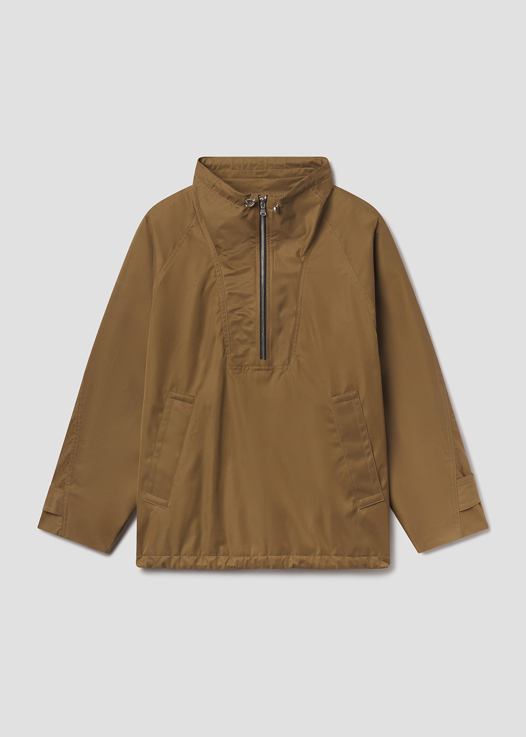 Brown jacket with a zipper on a light gray background
