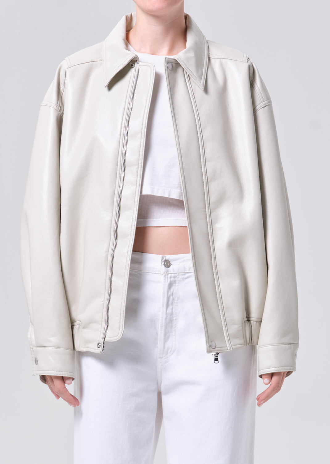 Aston Bomber (Recycled Leather) in Buff