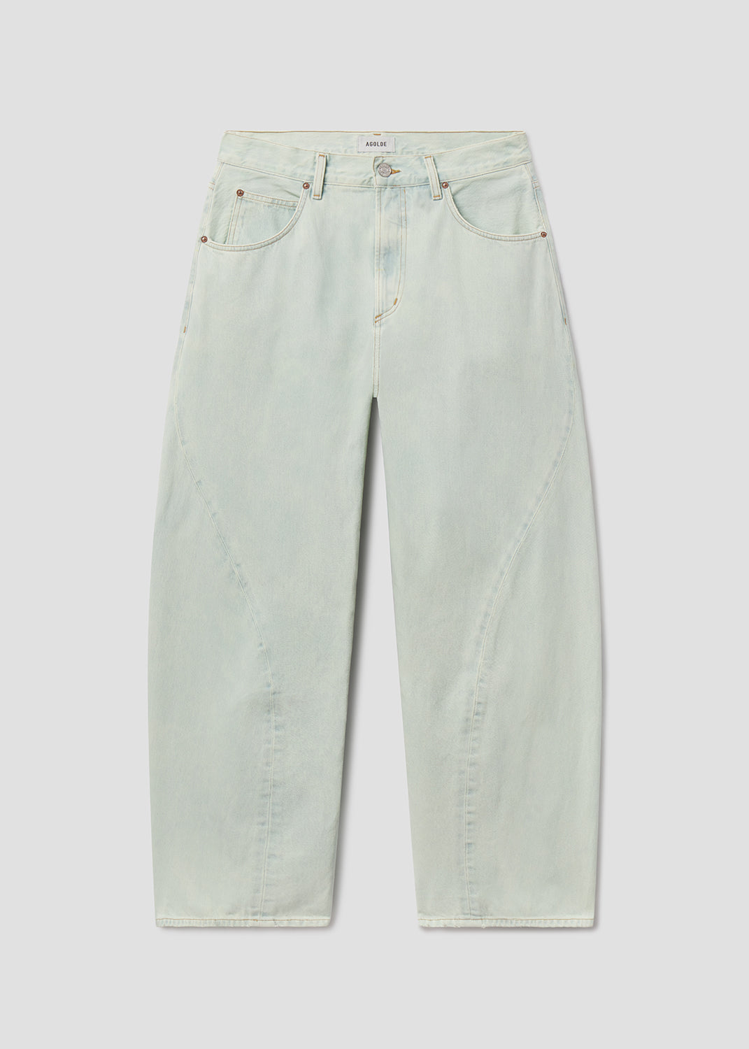 Light blue jeans on a white background