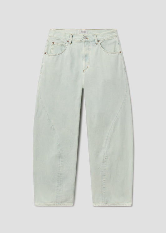 Light blue jeans on a white background