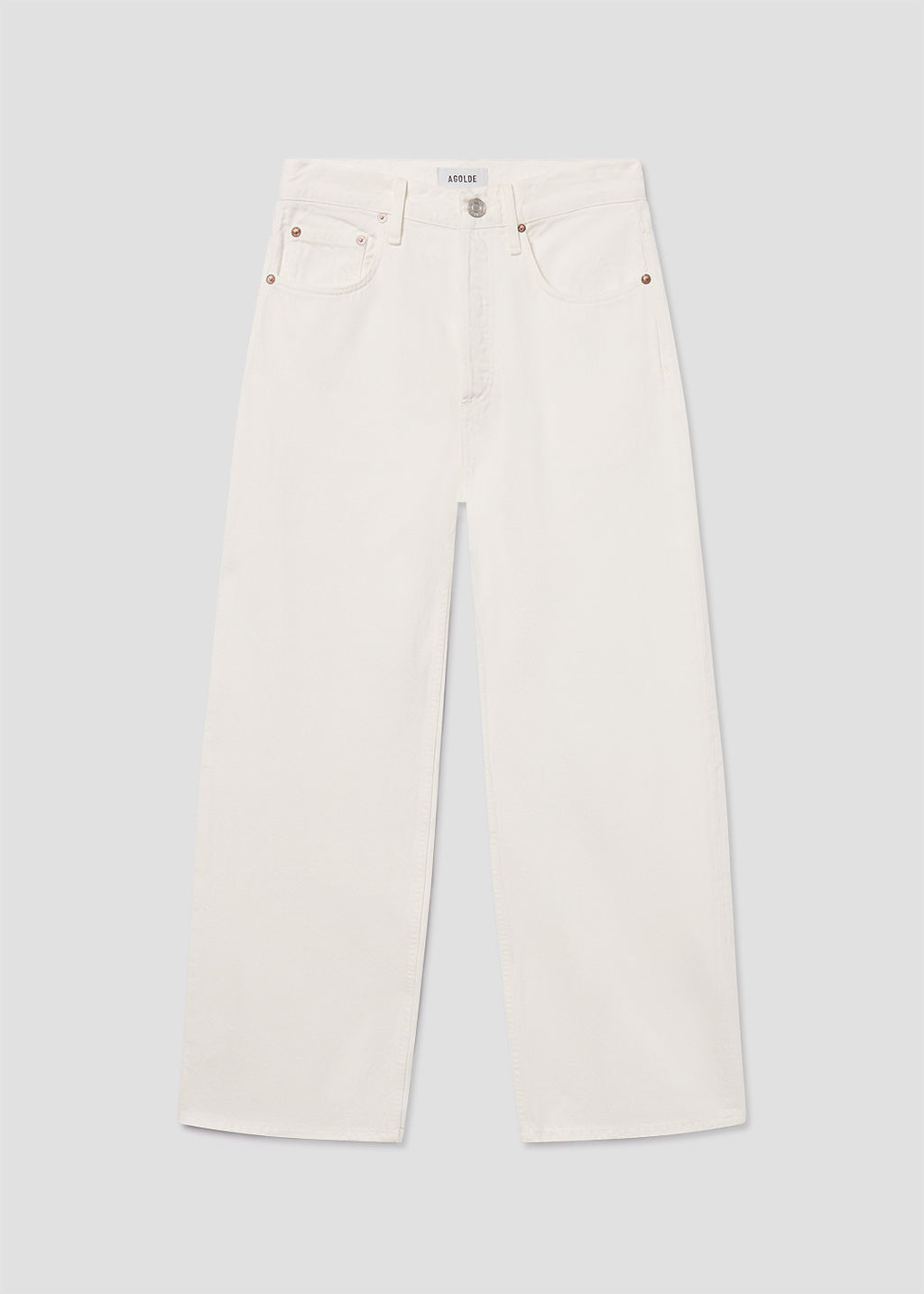 White pants on a light gray background