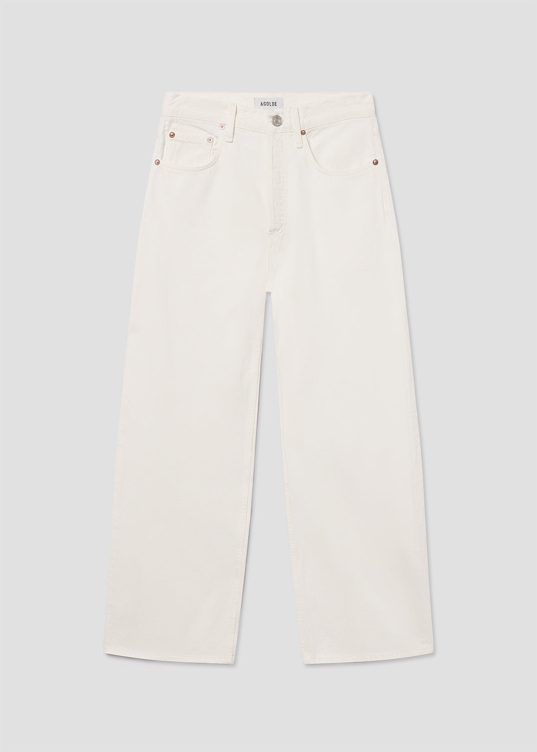 White pants on a light gray background