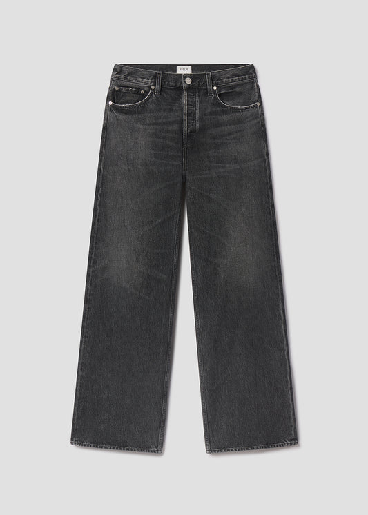 Black jeans on a light gray background