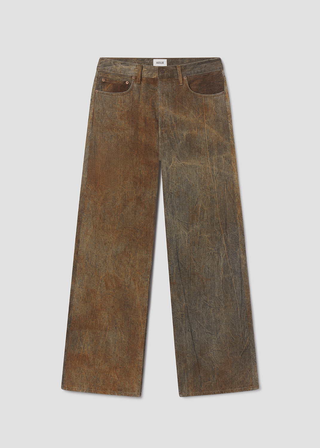 Brown corduroy pants on a light gray background