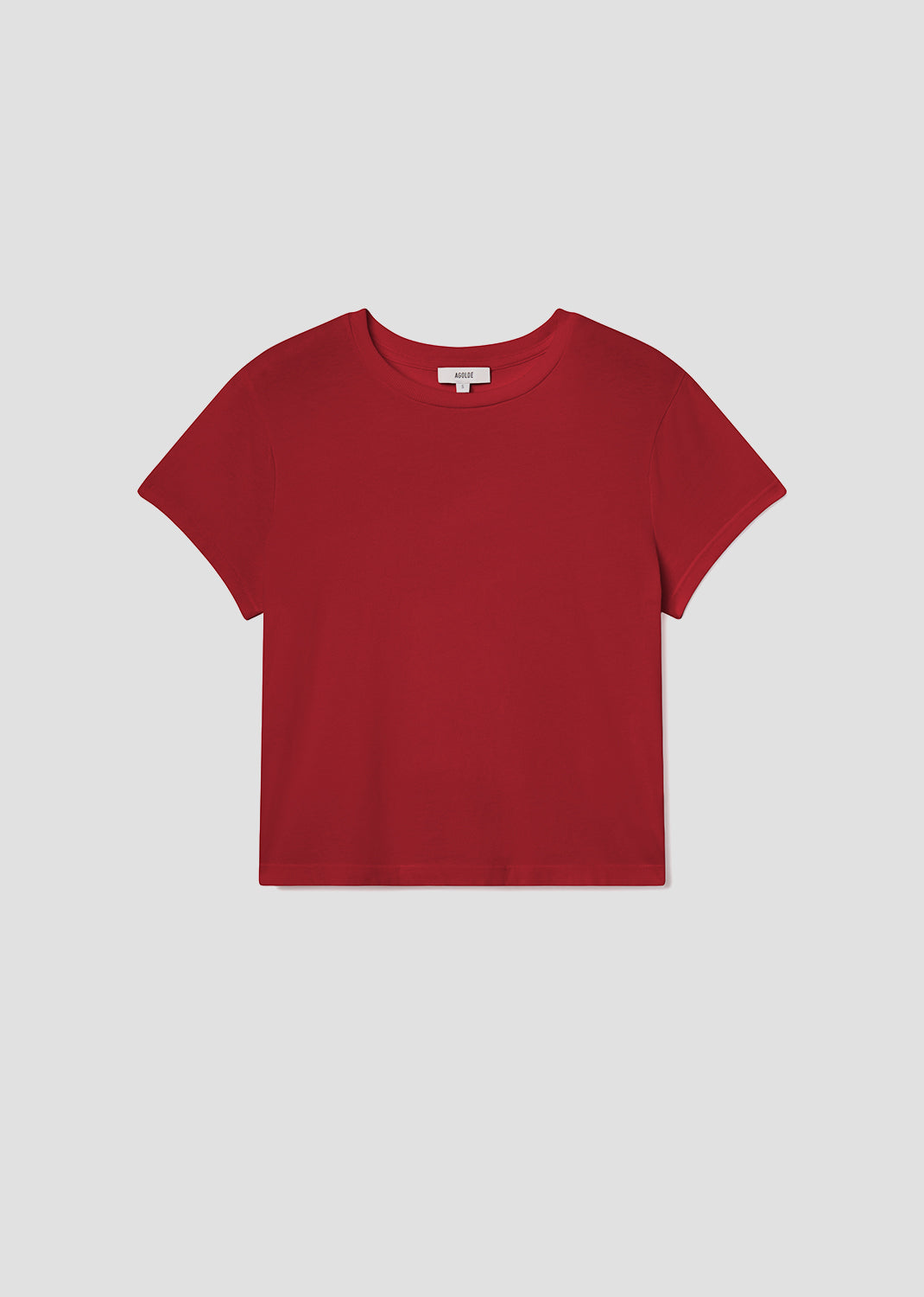 Red t-shirt on a light gray background