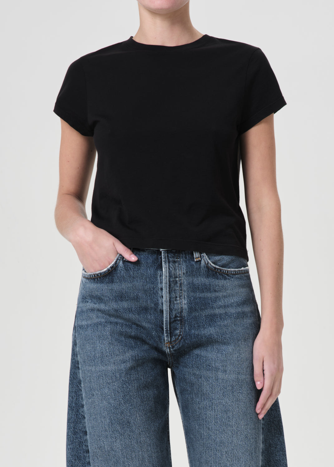 Adine Shrunken Tee in Black front