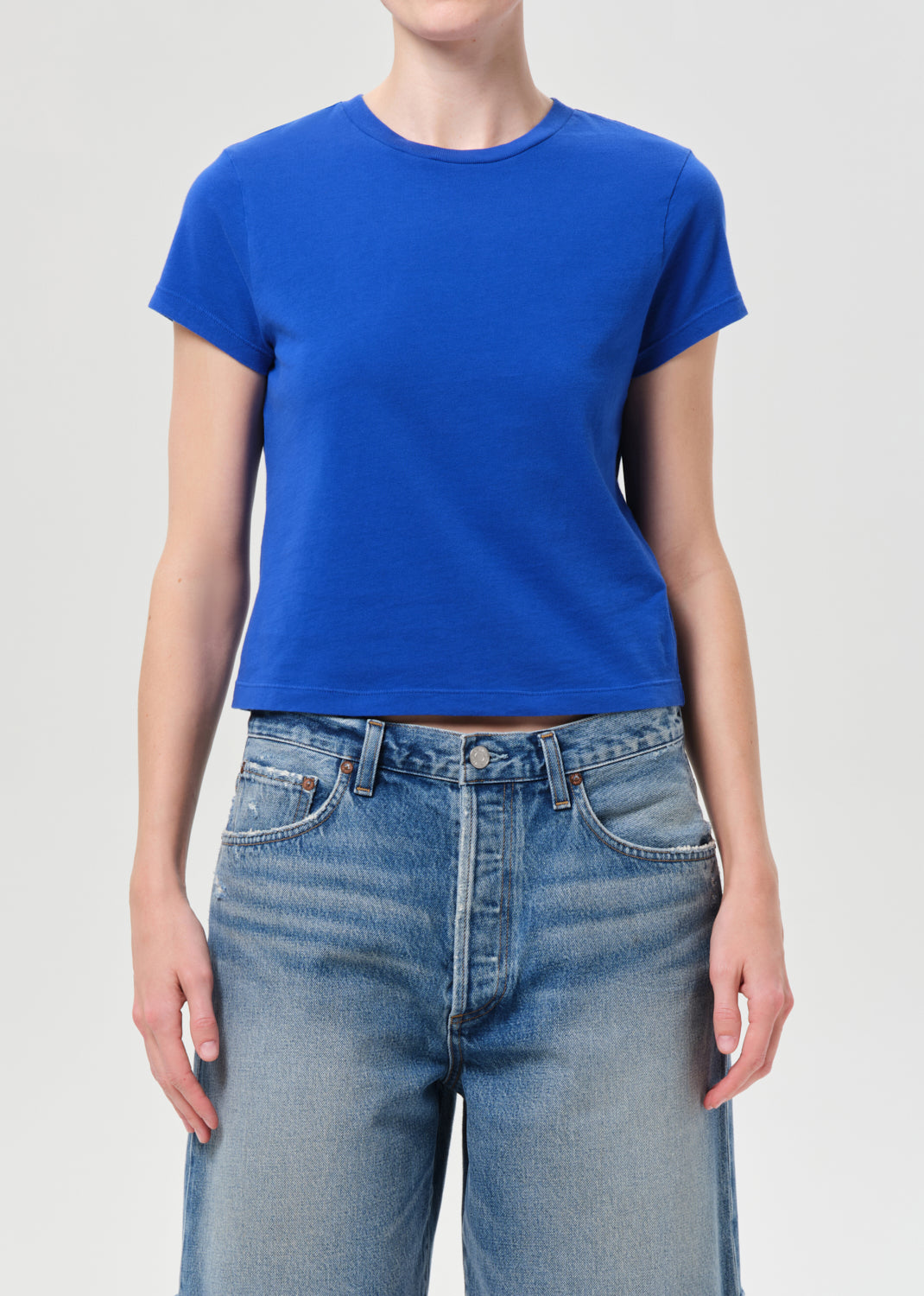 Adine Shrunken Tee in Cobalt from Agolde - $88