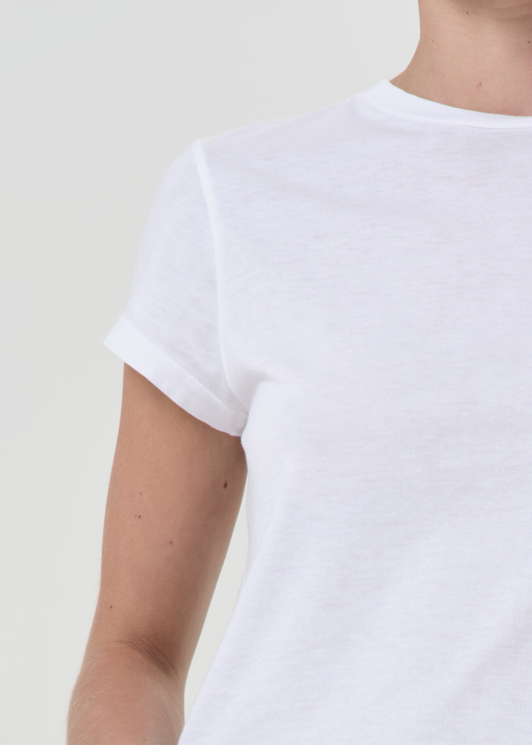 Adine Shrunken Tee in White close up