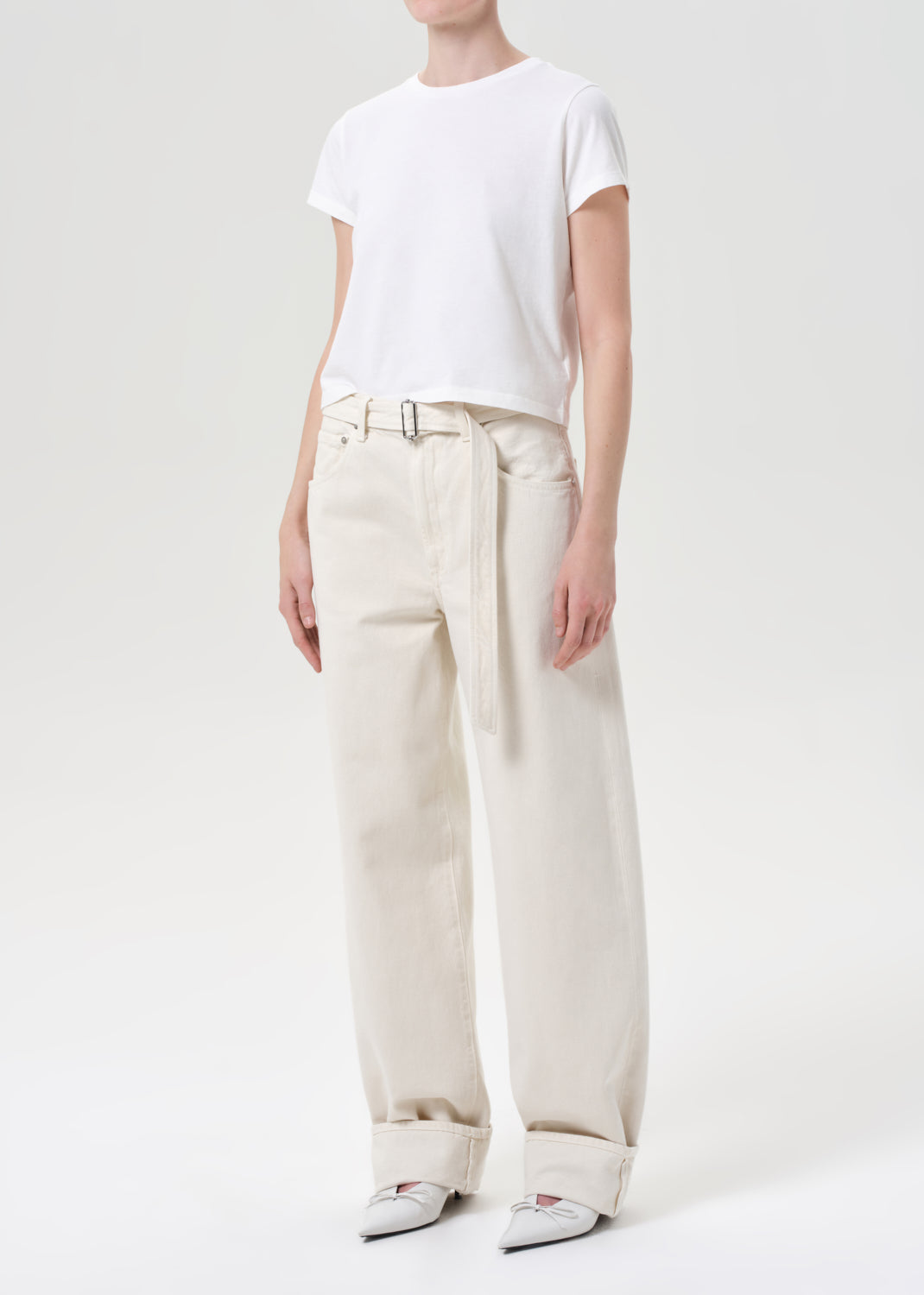 Adine Shrunken Tee in White Ash – AGOLDE