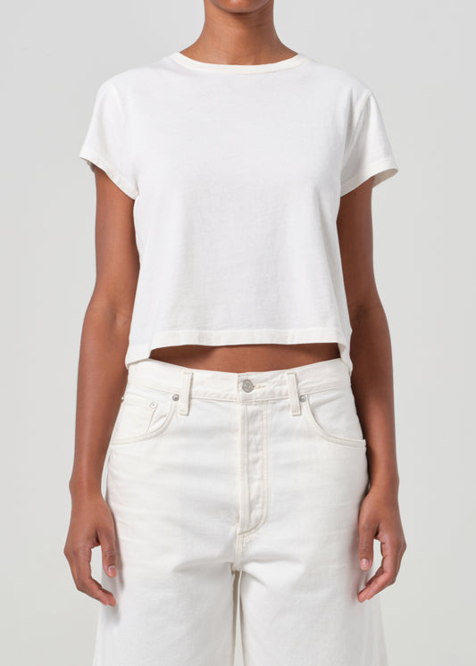 Adine Shrunken Tee in White Ash front