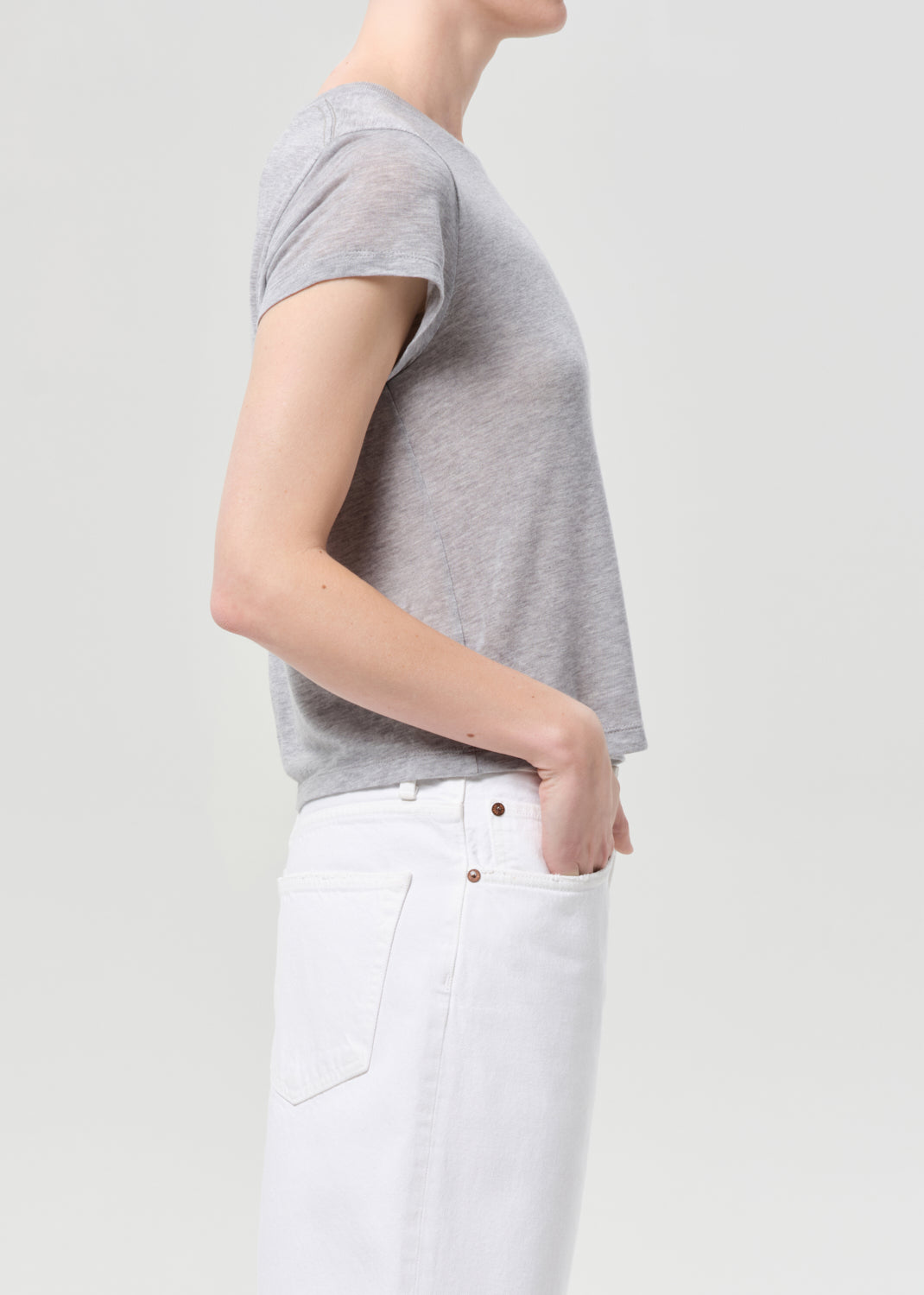 Adine Shrunken Tee in Grey Heather