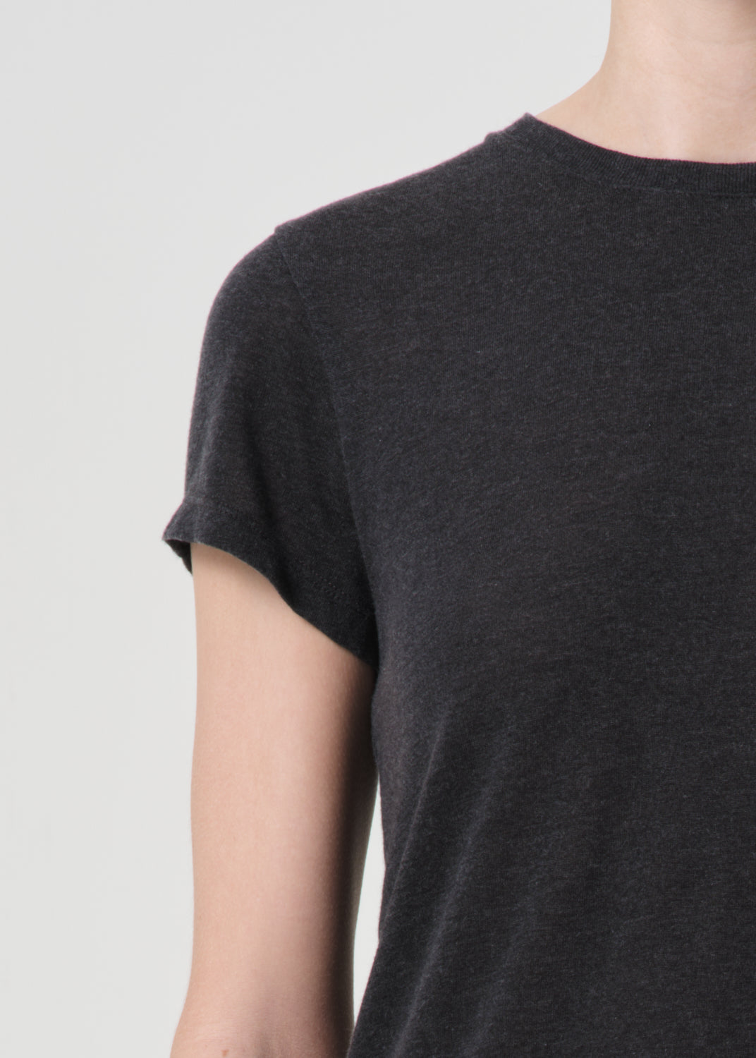 Adine Shrunken Tee in Charcoal Heather detail