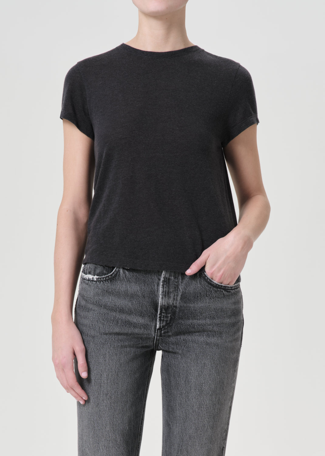 Adine Shrunken Tee in Charcoal Heather front