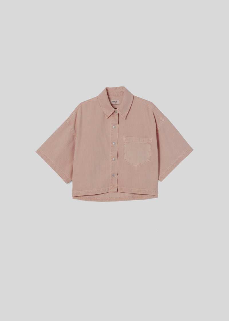 Rona Box Shirt in Pink Salt AGOLDE