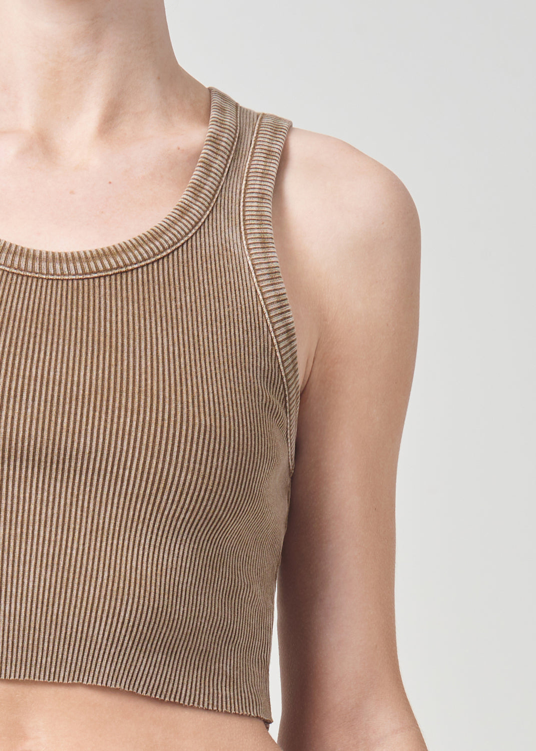 Cropped Poppy Tank in Bamboo close up