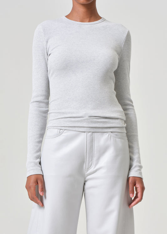 Delphi Slim Tee in Brushed Grey Heather