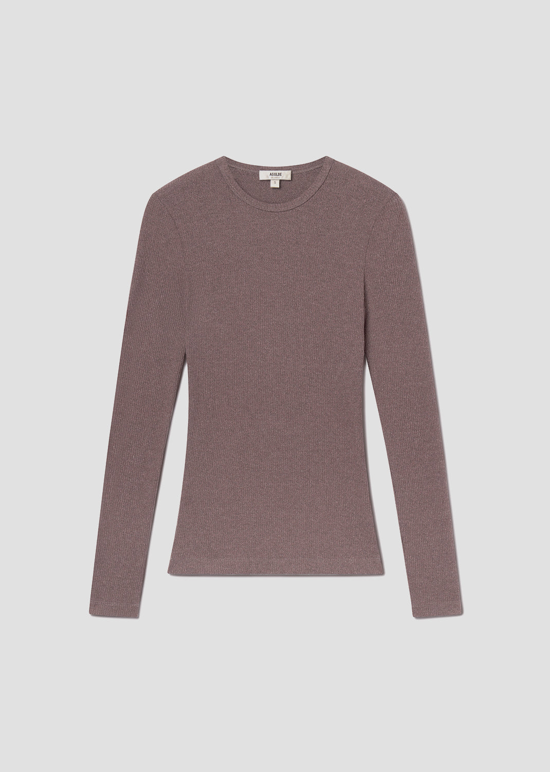Brown long-sleeve shirt on a light gray background