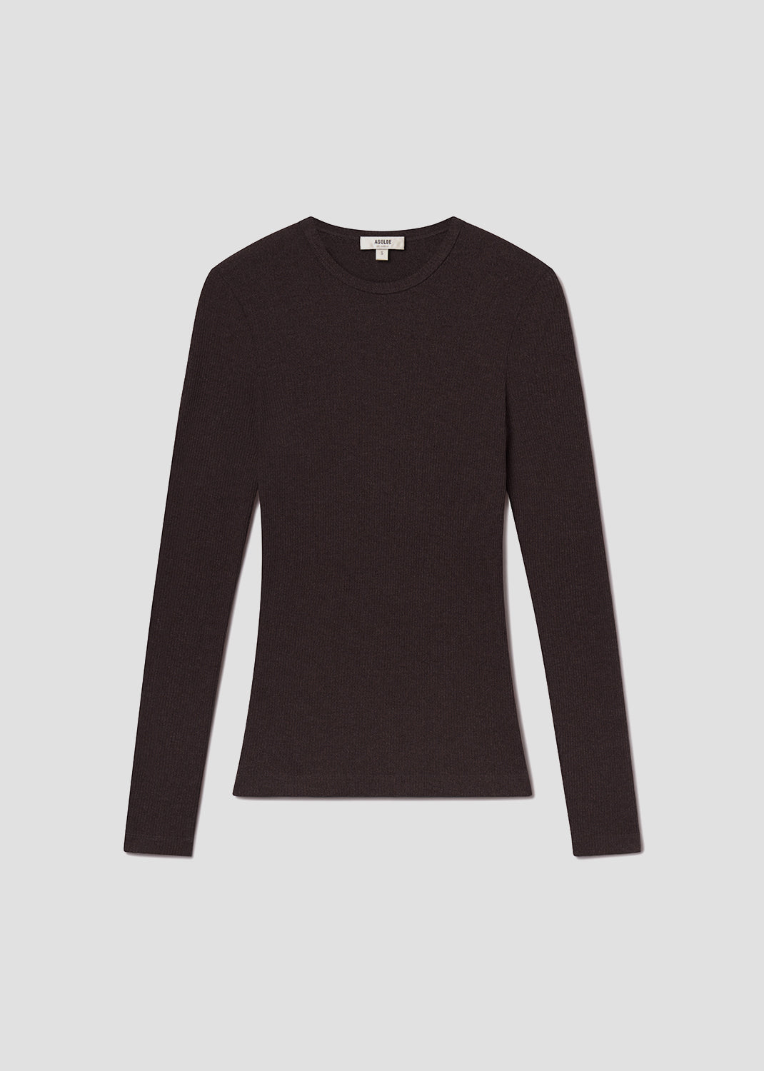 Black long-sleeve shirt on a light gray background