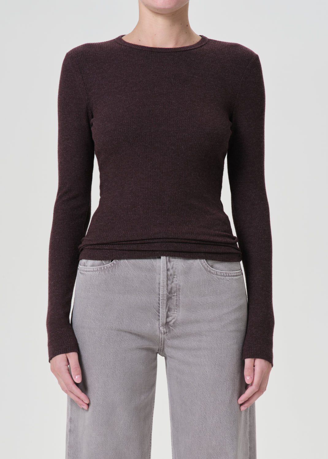 Delphi Slim Tee in Raisin front