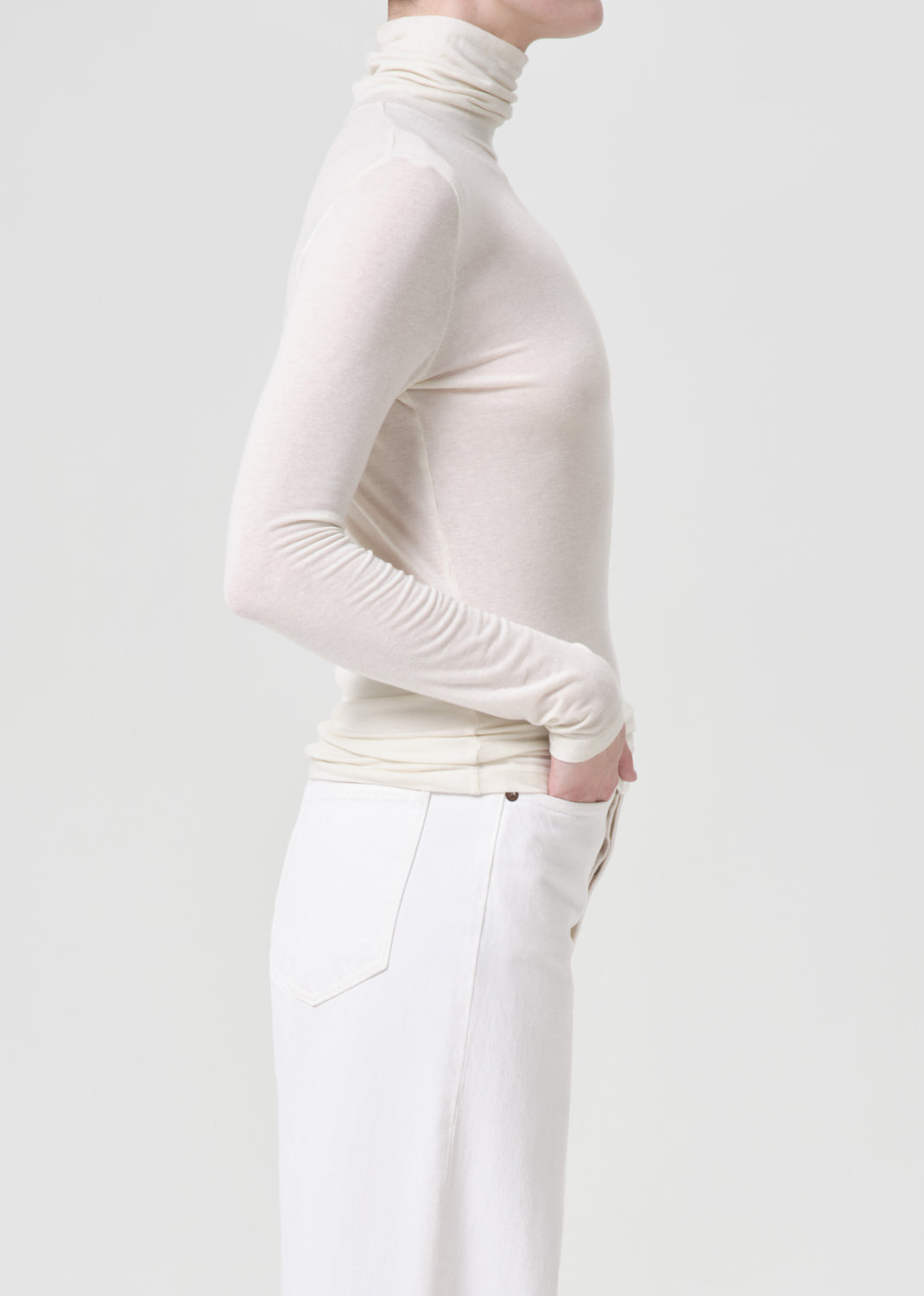 Pascale Turtleneck in Oat Milk side