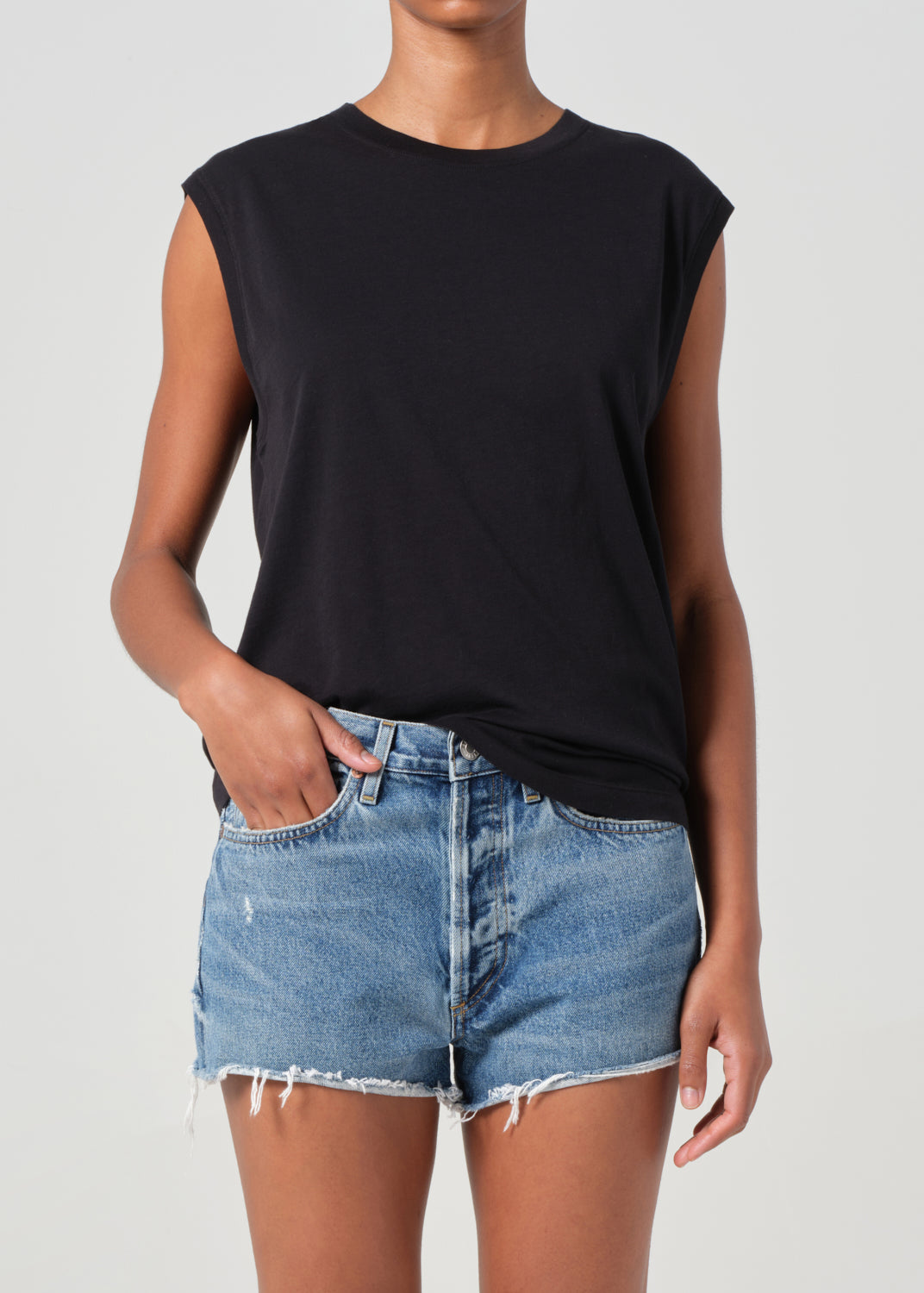 Raya Muscle Tee in Black front