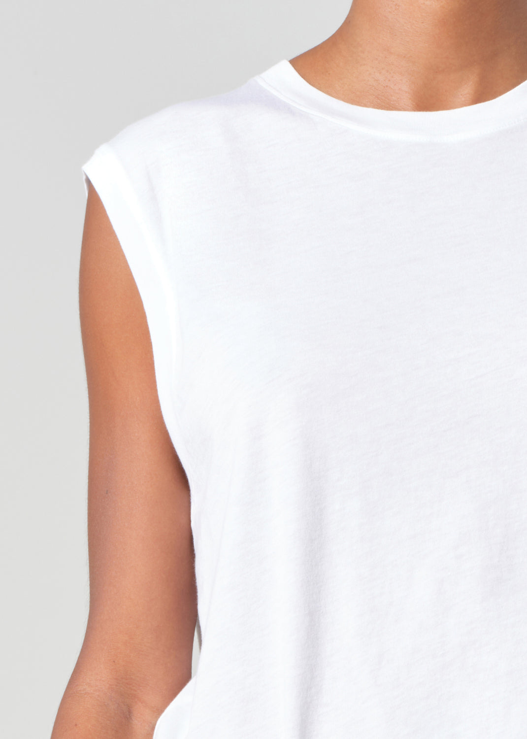 Raya Muscle Tee in White close up