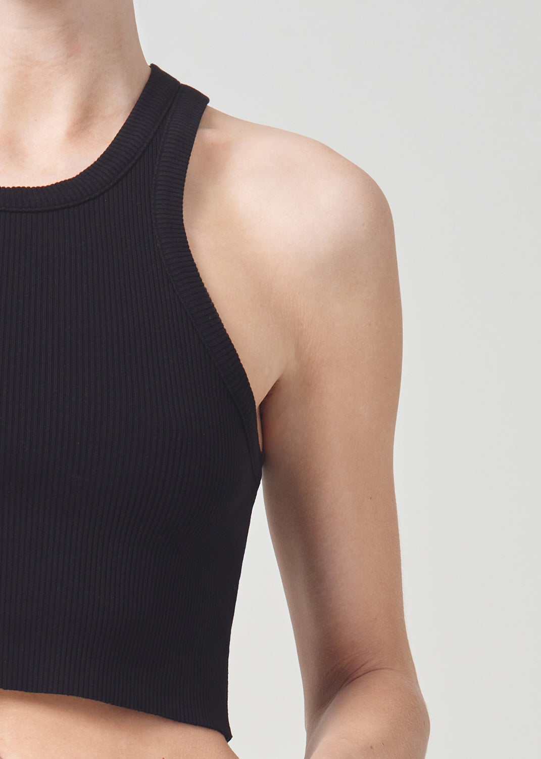 Cropped Bailey Tank in Black close up