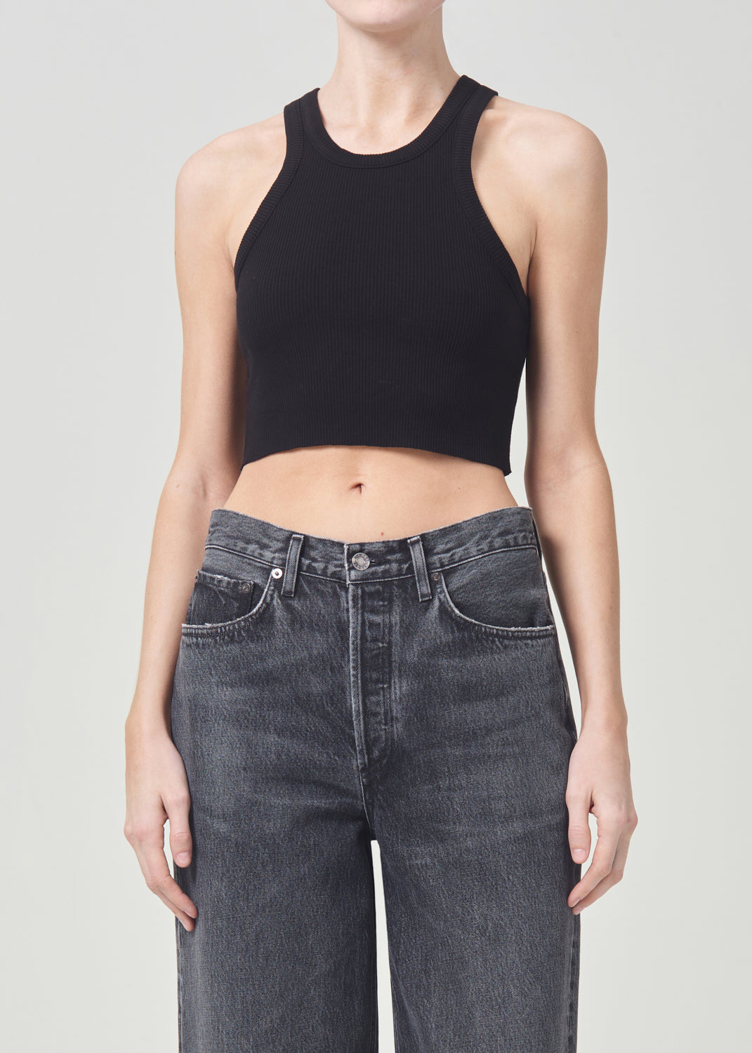 Cropped Bailey Tank in Black front