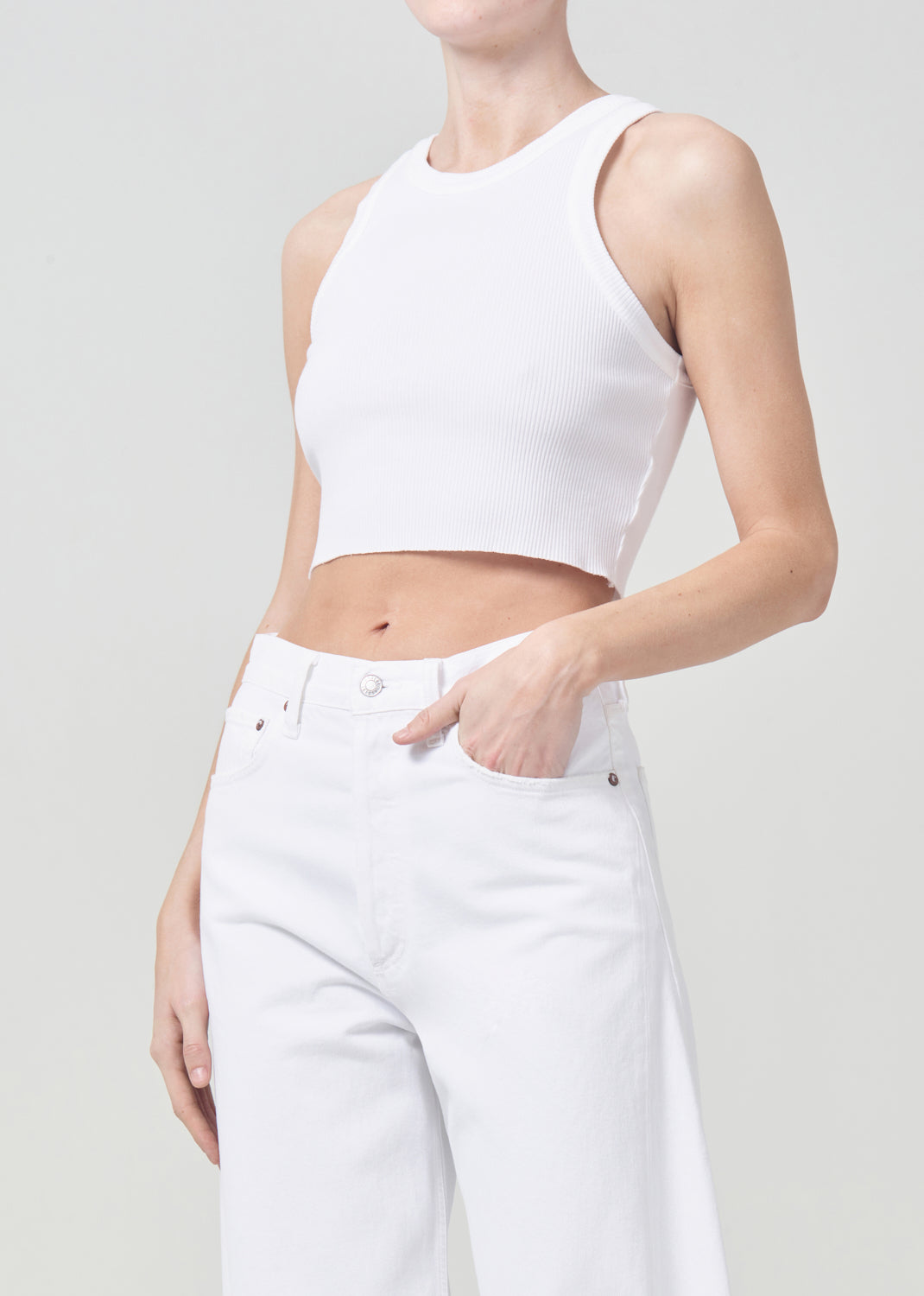 Cropped Bailey Tank in White