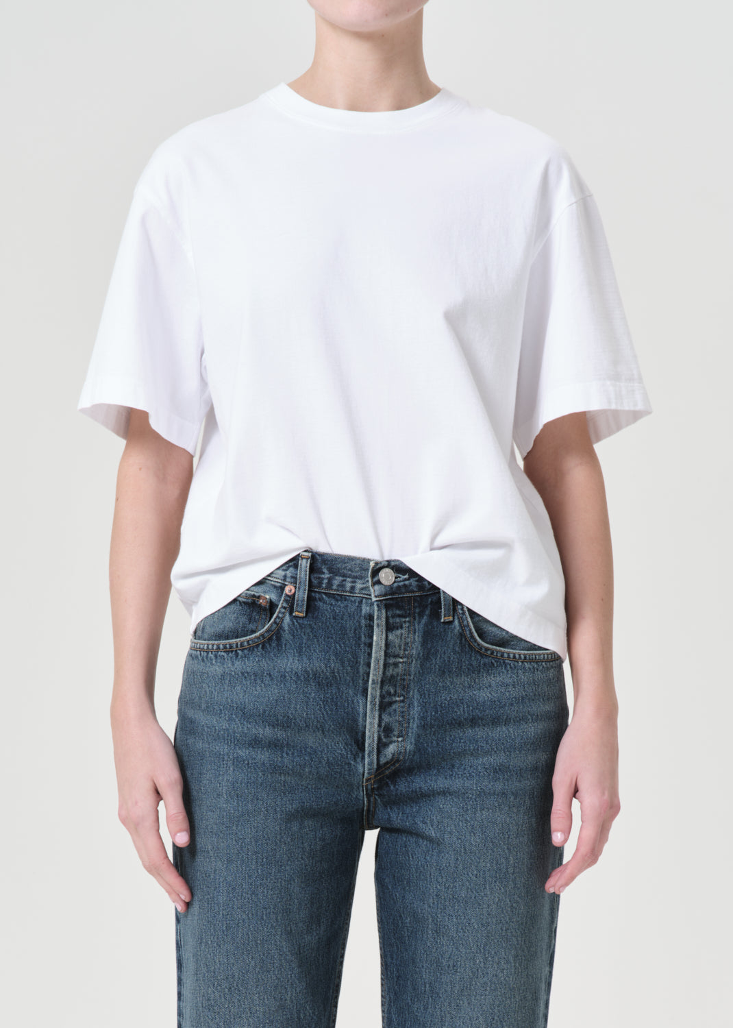 Sulma Drop Shoulder Tee in White front