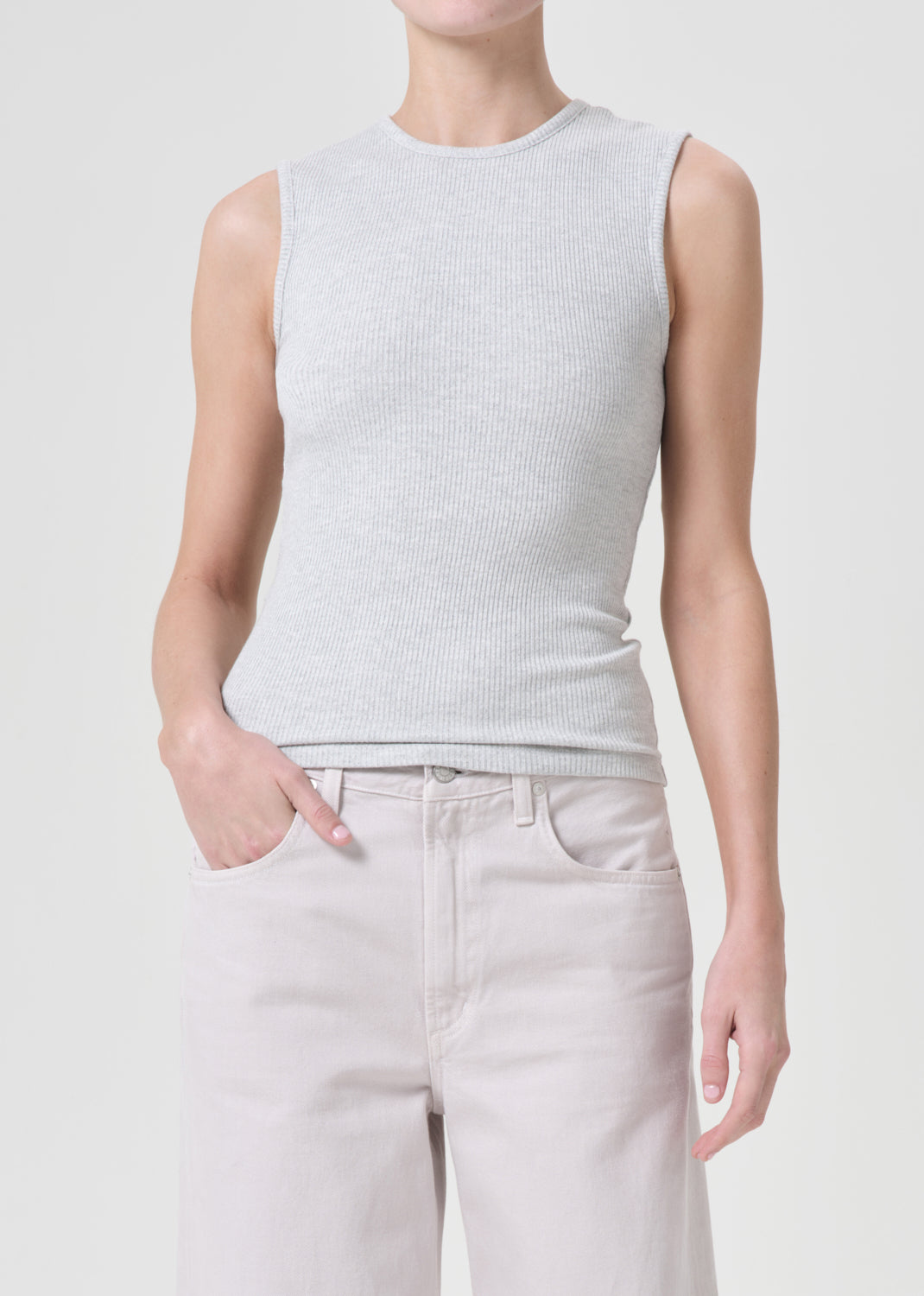 Binx Tank in Brushed Grey Heather front