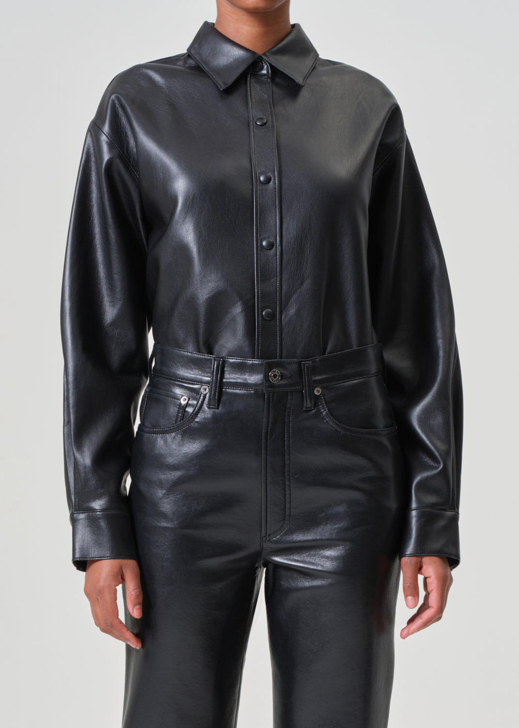 Aylin Vegan Leather Shirt in Detox