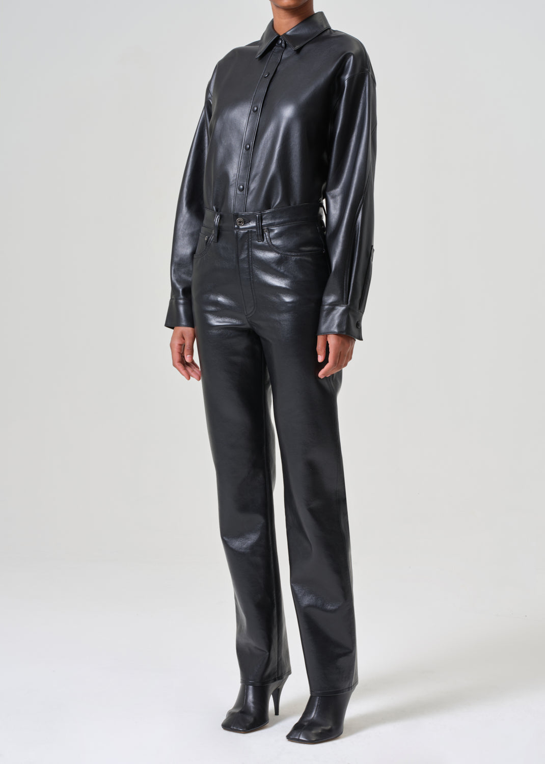 Aylin Vegan Leather Shirt in Detox